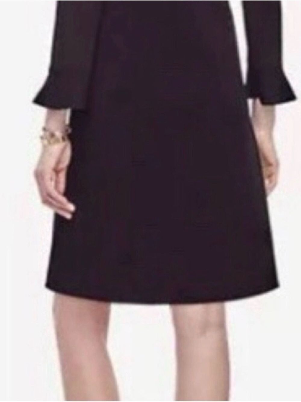Ann Taylor Black Knit Fluted Sleeve Dress Medium - Picture 2 of 8